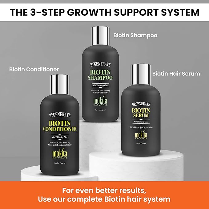 Conditioner with Biotin, ProVitamin B5 and Amino Acids for Repair Treatment and Deep Moisturizing for All Hair Types - Detangle, Protect and Support New Hair Growth - 8.5 Ounces