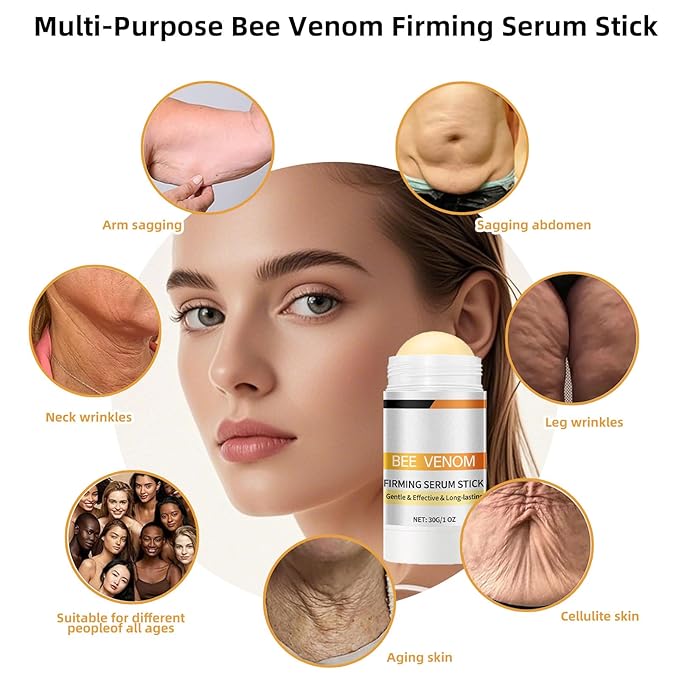 Bee Venom Firming Serum Stick, 2PCS Anti-Aging Face Cream, Lifts and Tightens the Skin, Hydrating, Lifting & Restoring Skin Elasticity, Bee Venom Body Tightening Cream for Women & Men