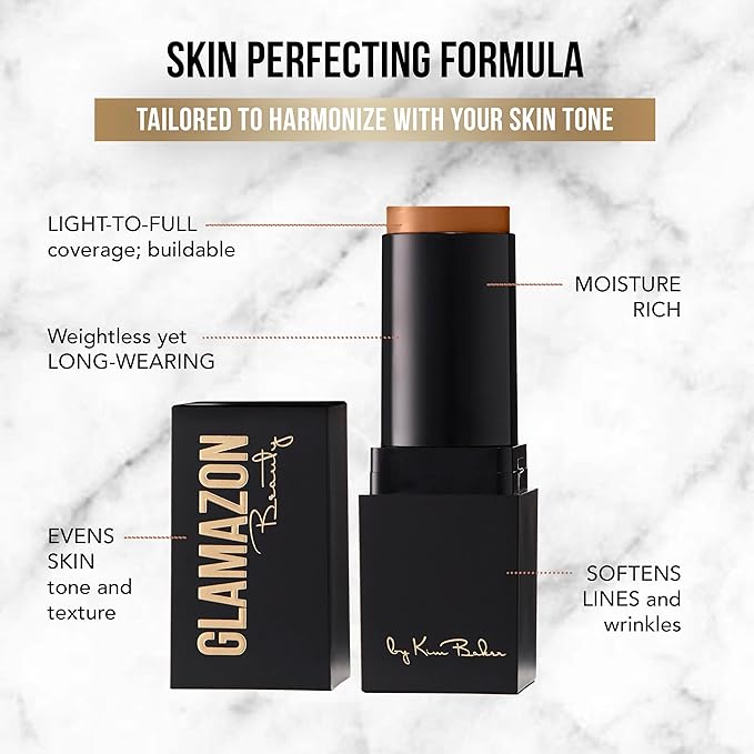 Glamazon Second to None Foundation Stick, Bronze Sable, Light-to-Full Coverage, Weightless Makeup With a Glowy Natural Finish