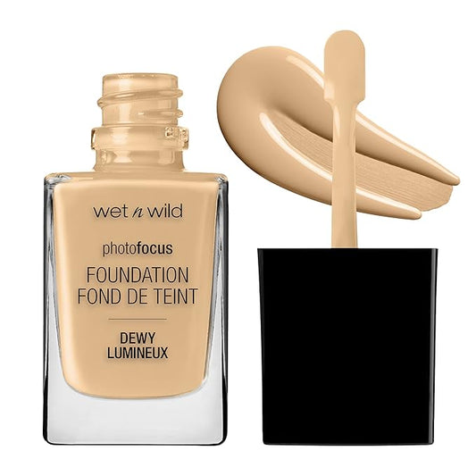 wet n wild Photo Focus Dewy Liquid Foundation Makeup Soft Beige & Buff Bisque, Packaging May vary