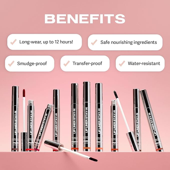 Sacheu Lip Liner STAY-N Peel Off Lip Stain — Long Lasting Matte Lip Tattoo Transfer Proof Lipstain Infused with Hyaluronic Acid & Vitamin E for All Skin Types (leftonRED, 0.12 Fl Oz (Pack of 1))