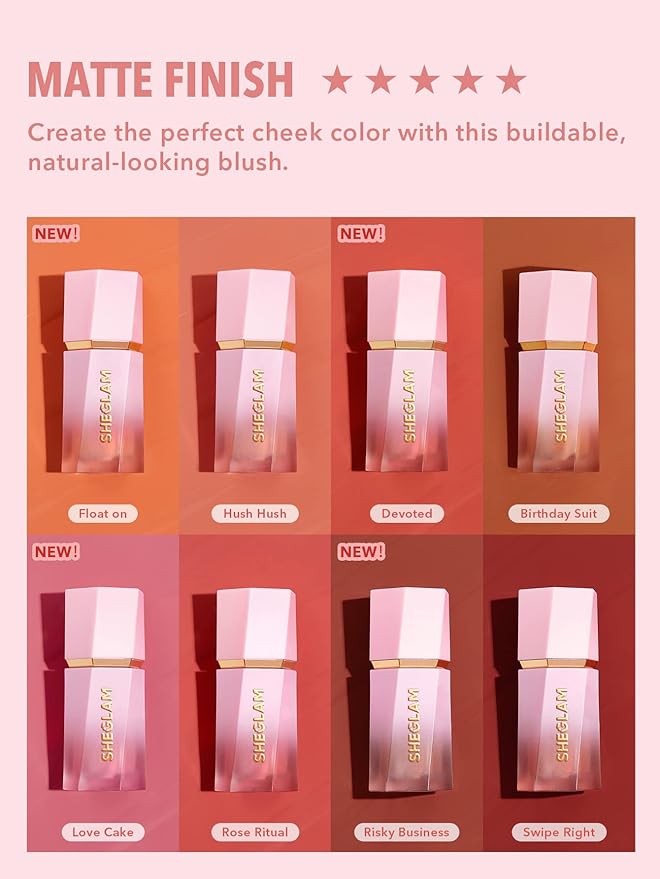 SHEGLAM Liquid Blush Makeup for Cheeks Matte Finish - Rose Ritual