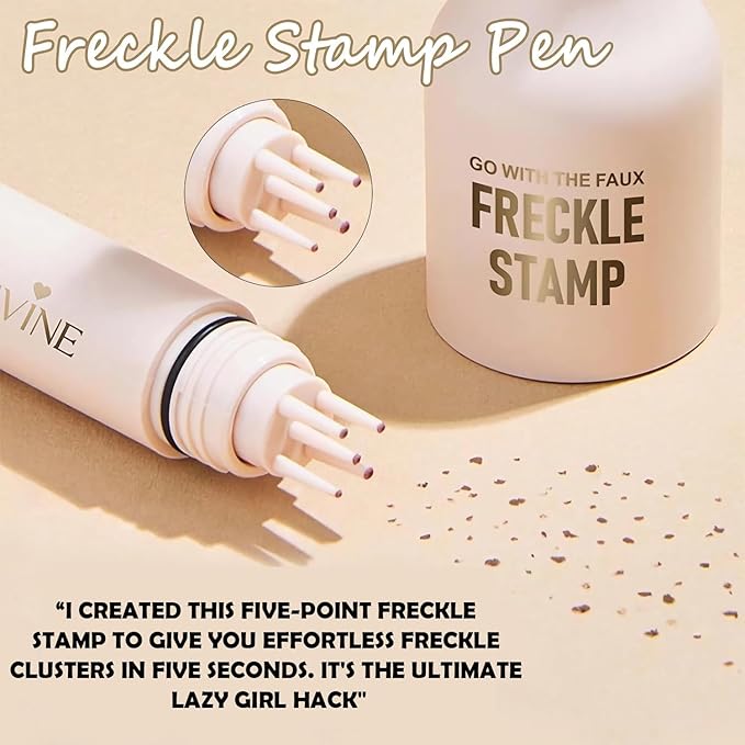 Freckle Stamp Pen, Waterproof Fake Freckles Makeup Tool, Upgrade Liquid Faux Freckles Pen, Quick-Dry, Long-Lasting, Lifelike, Natural Sunkissed Makeup, with Multi-Prong Precision Stamp Head (Light)