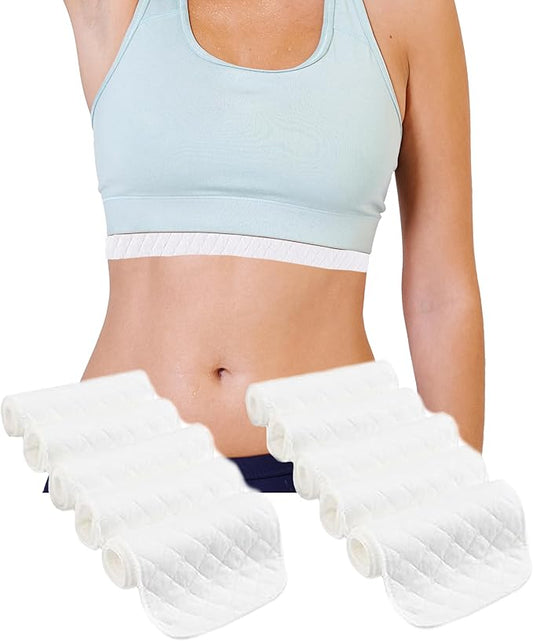 10 Pcs Under-Breast Sweat-Absorbing Cotton Pads Cotton Bra Liners for Sweating, Absorb Sweat Under Breasts