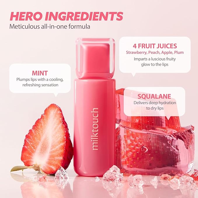 MILKTOUCH Jelly Fit Lip Tint (09 Pine Mauve) with Cooling Plumping Effect and Water-Based Non-Sticky Texture | Long Lasting Korean Beauty Lipstain Tinted Gloss Oil Brown K Makeup