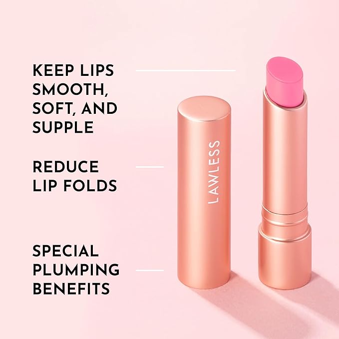Lawless Forget the Filler Lip Plumping Line Smoothing Tinted Balm - Baby Doll - Premium Tinted Lip Balm with Natural Ingredients to Plump and Smooth Lips for a Firmer, Fuller Look - 0.09 oz