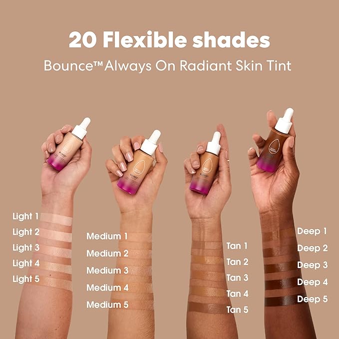 Beautyblender 12-Hour Always on Radiant Skin Tint, Breathable Serum Foundation Stays Put for All Day Long Wear, Infused with Hyaluronic Acid & Niacinamide, Deep 2