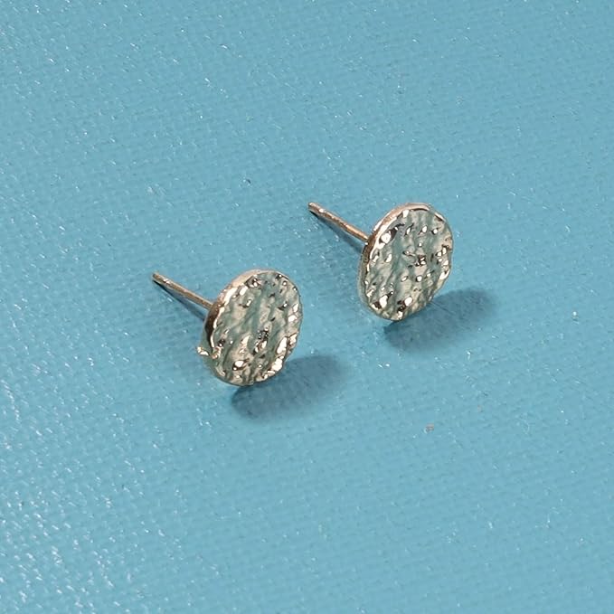 Boho Disc Coin Studs Earrings Gold Hammered Coin Earrings Tiny Circle Earrings Studs Minimalist Geometric Earrings for Women and Girls Gifts