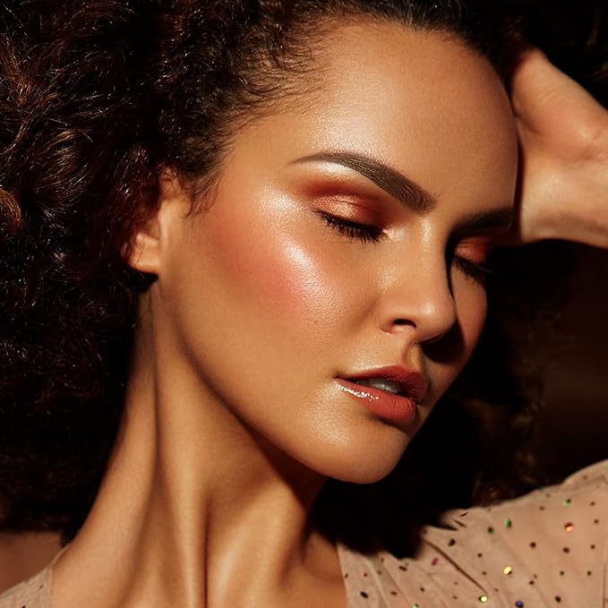 Boobeen Blush and Highlighter Palette- 4-color Metallic Shimmer Shadow Powder, Illuminator Makeup Set for Shading, Highlighting & Defining the Face