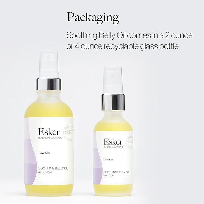 ESKER Natural Soothing Belly Oil | (2.0oz) | Plant-Based Formulated for Pre and Postpartum Skin | Designed to Fade Existing Stretch Marks and Prevent the Formation of New Ones | Cruelty Free