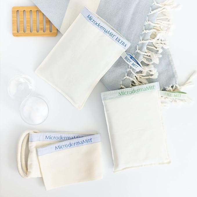 MicrodermaMitt ULTRA Exfoliating Mitt - The Ultimate Deep Exfoliating Body Scrubber Kese Glove – Keratosis Pilaris, Strawberry Skin Treatment, Reduce Ingrown Hair, Turkish Body Scrubber Exfoliator