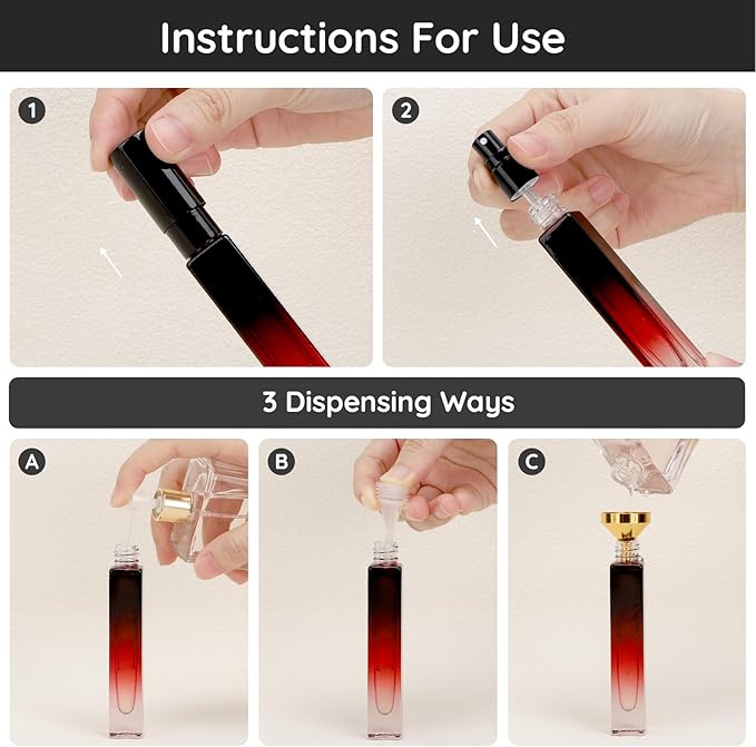 Segbeauty 5 Packs Perfume Bottles Empty, 10ML Refillable Portable Cologne Sprayer, Glass Spray Bottles for Dispensing Liquid Cosmetic, Mini Travel Size Perfume Atomizer Sample Container for Frangrance