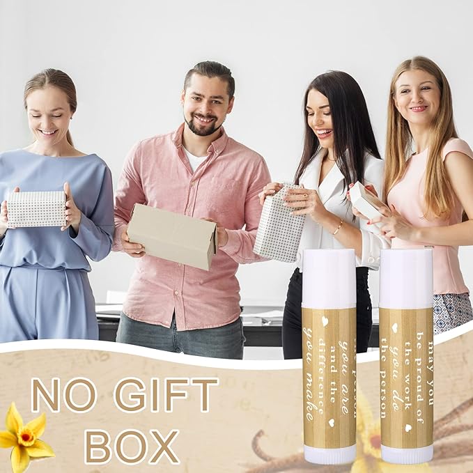 Demissle Thank You Gifts for Coworker Lip Balm Bulk Set Inspirational Appreciation Gifts Leaving Farewell Gifts Vanilla Ingredients Lips Care Products for Friends Teacher Worker Employee (12 Pcs)