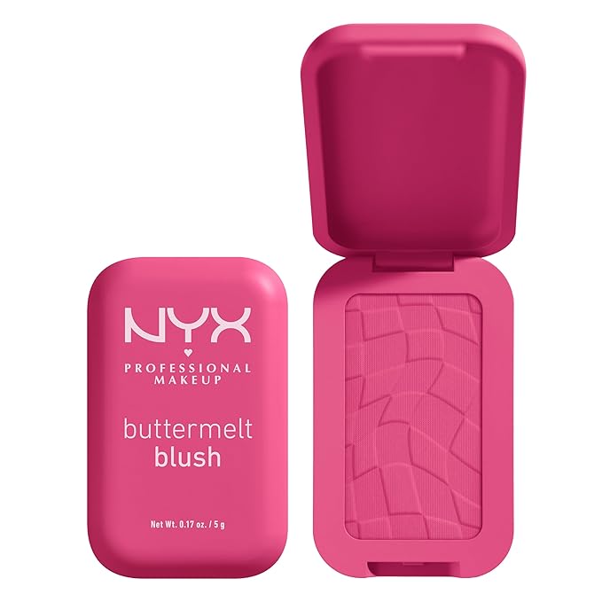 NYX PROFESSIONAL MAKEUP Buttermelt Powder Blush, Fade and Transfer-Resistant Blush, Up to 12HR Make Up Wear, Vegan Formula - Butta With Time