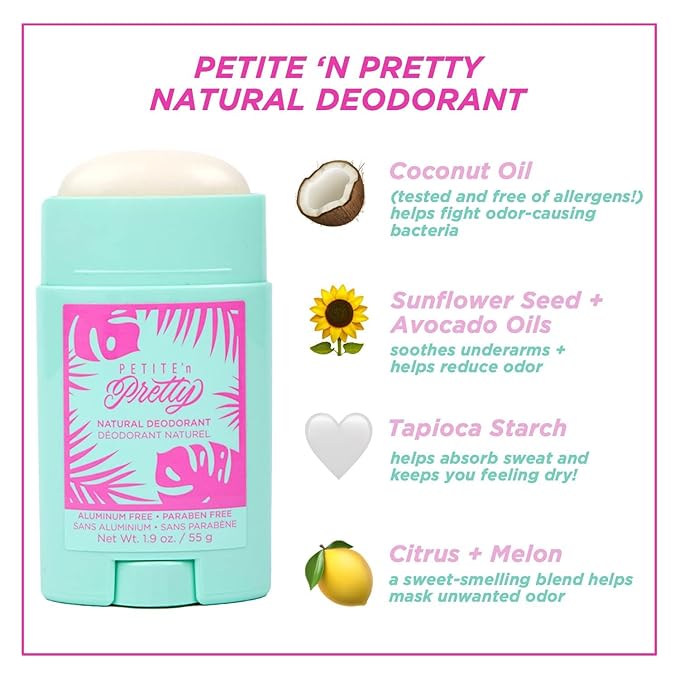 Petite ’N Pretty Sporty Set for Kids, Teens and Tweens - Skin Care Kit of Cleanser,Moisturizer, 50 pcs of Oil Blotting Sheets, and Natural Deodorant - Travel Essentials for Fresh & Glowing Skin