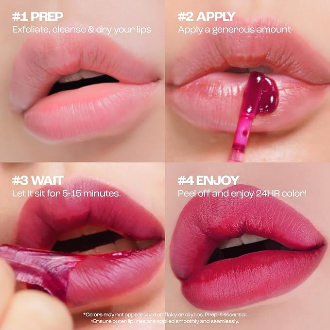 Rouge Star Plumping Lip Tattoo (0.17 oz) - 72-HR Long Lasting Waterproof Peel Off Lip Stain - Transfer-Proof, Non -Sticky Hydrating Matte Lip Tint Tattoo (Plum Berry)