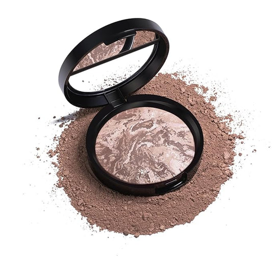 Baked Powder Contour Makeup, Brighten Bronzer Powder, Highlighter Bronzer Glow Palette, Cruelty Free Shimmer Bronzing Powder to Use For Contour Make up, Natural Finish & Easy to Use #002