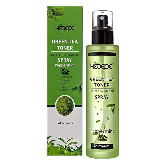 Green Tea Matcha Facial Toner Mist with Peppermint, Refreshing, Moisturizing, and Soothing Face Toner, with Jojoba Oil, Castor Oil, Snail Filtrate,120ml