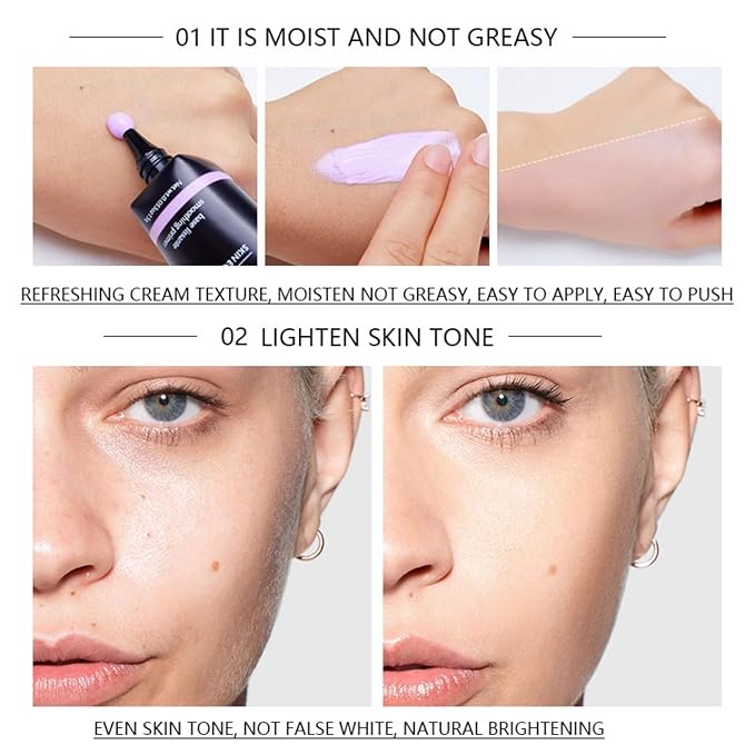MAEPEOR Moisturizing Face Primer 4 Colors Long Lasting Matte Face Primer For Neutralizing Uneven Skin Tones & Brightening Complexion (04 White)
