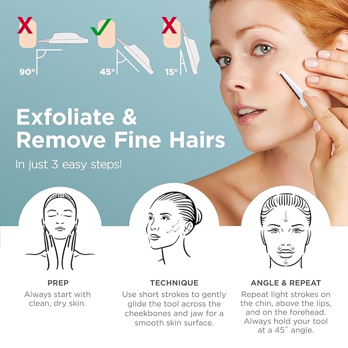 StackedSkincare Dermaplane Razor for Women Face - Professional Facial Razor, Non-electric Face Shaver for Women - Eyebrow Razor & Dermaplaning Tool for Face Exfoliation - Includes Handle & Blade