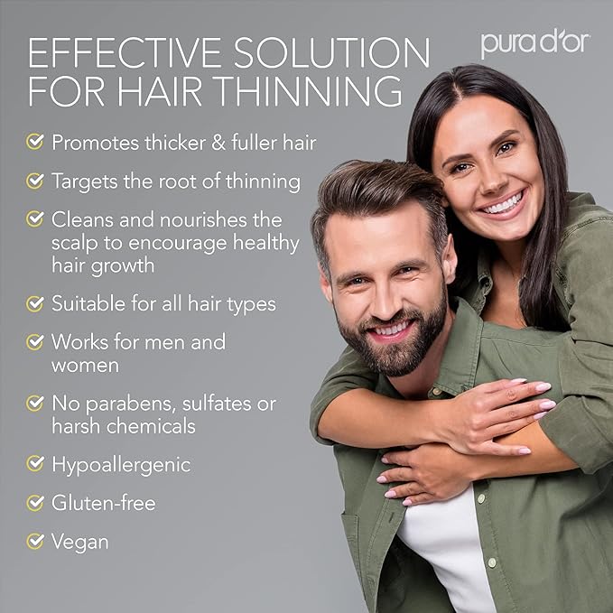 PURA D'OR 16 Oz Original Gold Label Anti-Thinning Biotin Shampoo Natural Earthy Scent, CLINICALLY TESTED Effective Results, Herbal Hair Thickening Products, 3-1 Wash, Women & Men, Color Treated Hair