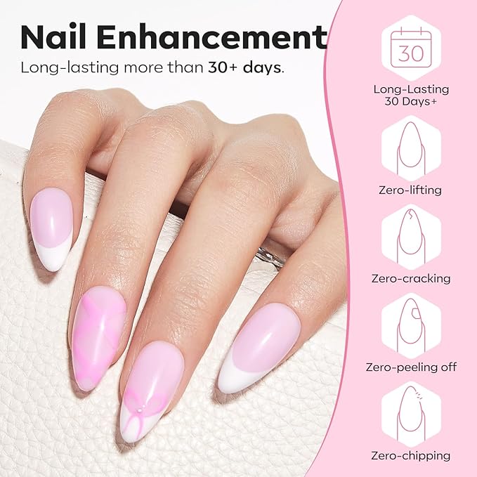 modelones Builder Nail Gel, 8-in-One Baby Pink Builder, Pastel Pink Rubber Base Gel Polish, LED Lamp Cured Color Base Hardener Apex Building Strengthener Extension for DIY Salon Girls Home