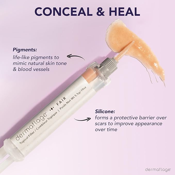 Dermaflage Scar Filler Kit - Medium - Deep Scar Cover and Waterproof Concealer for Acne Scars Wrinkles, and Ice Pick Scars Makeup, 1 mo supply