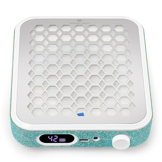 Nail Dust Collector, Rechargeable Dust Collector Nail Tech, Powerful Vacuum Fan Vent Dust Collector Extractor Dust Suction Machine for Acrylic Nails Polishing, Nail Salon&Home, Blue