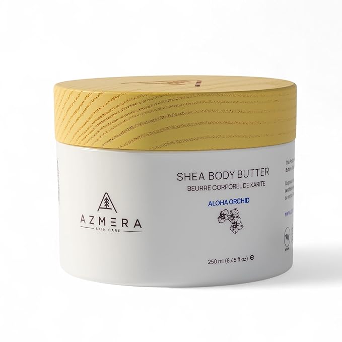 AZMERA Handcrafted Whipped Shea Body Butter – Luxurious Orchid Scented Moisturizer for Dry, Sensitive Skin with Argan Oil & Vitamin E – Vegan, Non-Greasy Skincare – 8.82 oz