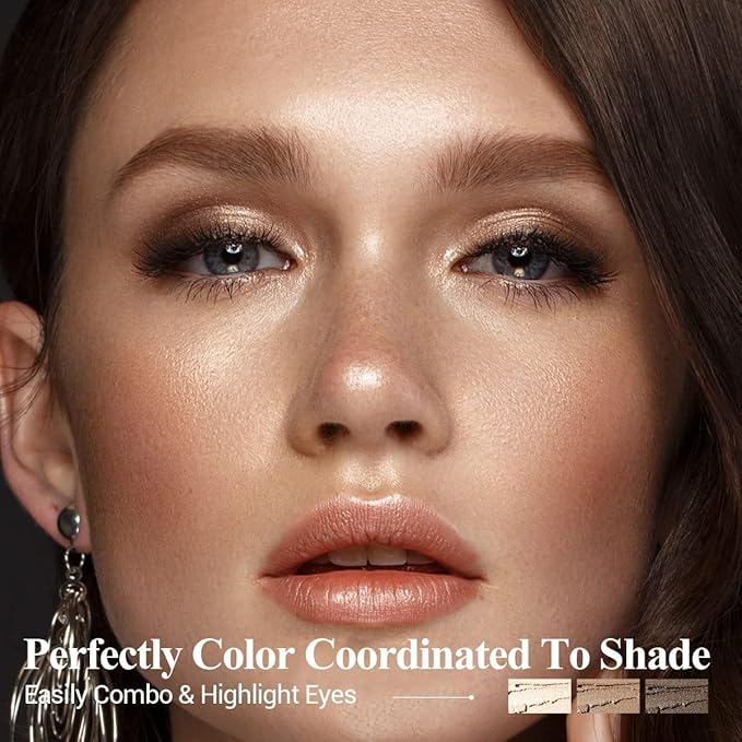 Neutral Eyeshadow Stick Makeup 6PCS Set, Brown Nude Metallic Shimmer Matte Cream Eye Shadow Palette Eyeliner Brightener Pencil Crayon - BROWN CANYON