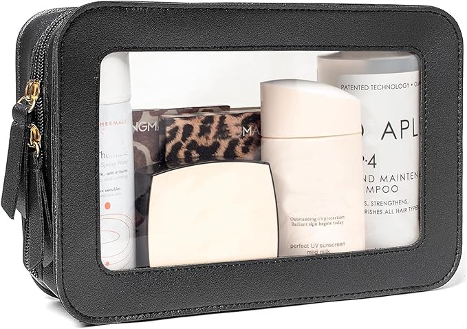 Clear Makeup Bag Small, TSA Approved Portable Toiletry Bag with Zipper Cosmetic Travel Bag Makeup Organizer Case Mini Makeup Pouch for Purse Car Organizer Bag for Women Men