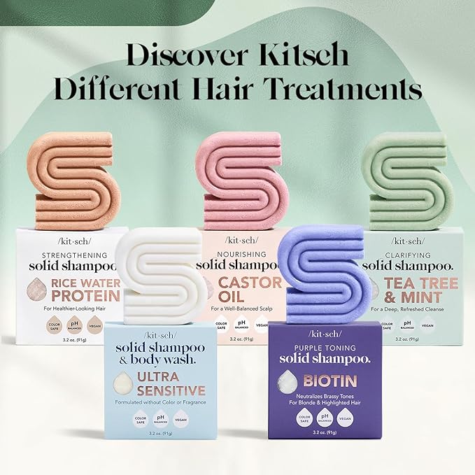 Kitsch Rosemary & Biotin Shampoo Bar - For Hair Growth, Strengthening, Thickening & Volumizing Shampoo for Women and Men - Free of Parabens, Sulfates & Silicones - Made in USA - 3.2 oz