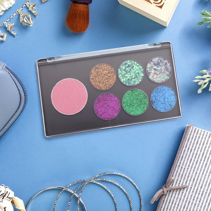 AJLTPA Magnetic Makeup Palette with Frosted Clear Top, 5 Pack Empty Eyeshadow Palettes depots Travel Storage Box for DIY Cosmetics Bronzer Highlights Powder (Small Palette - 5.5" x 3.1")