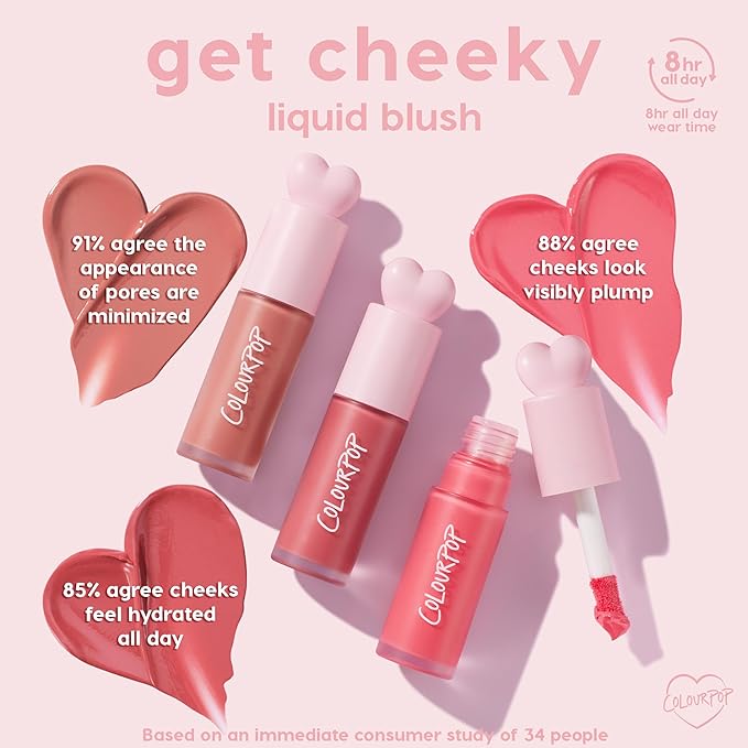 ColourPop Weightless Liquid Blush - Hydrating, Liquid Blush for Cheeks - Glowy Summer Makeup with Hyaluronic Acid for a Healthy Glow - Designed with a Doe Foot Applicator - She's Cute (0.30 oz)
