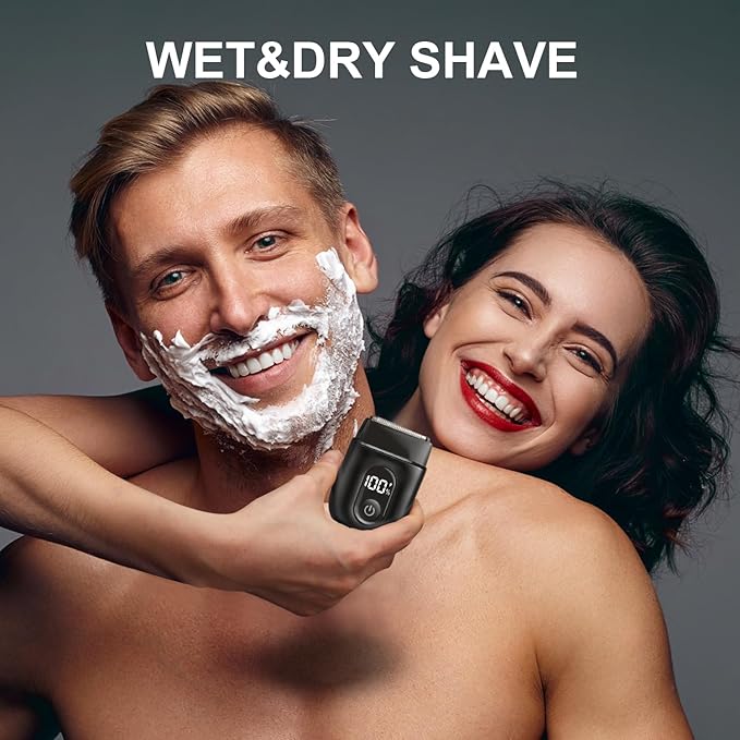 Electric Foil Shavers for Men: Mini Electric Razor with Big LED Display & 3 Floating Blades - IPX7 Waterproof Wet Dry Face Razor, USB Type C