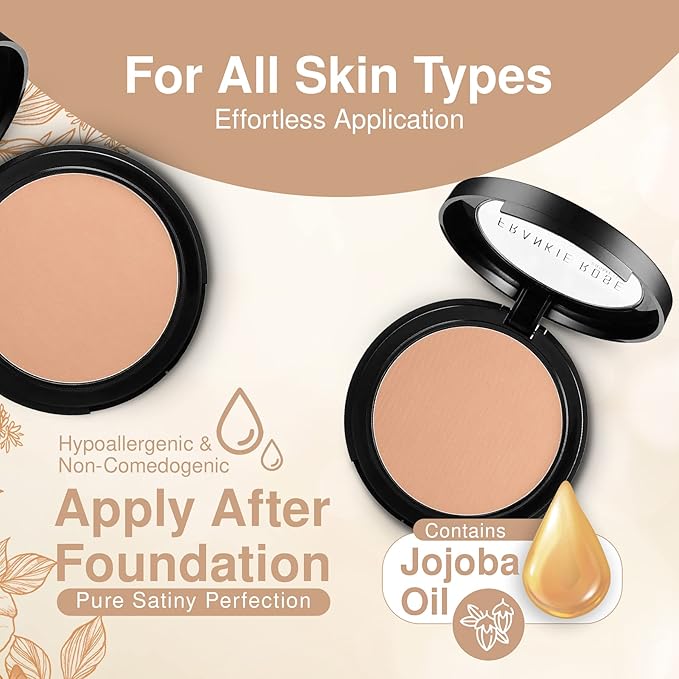 Frankie Rose Cosmetics Powder Foundation – Full Coverage Face Powder For Pores & Imperfections, Evens Out Skin Tone & Shine-Control | 58 Grams (Buff)