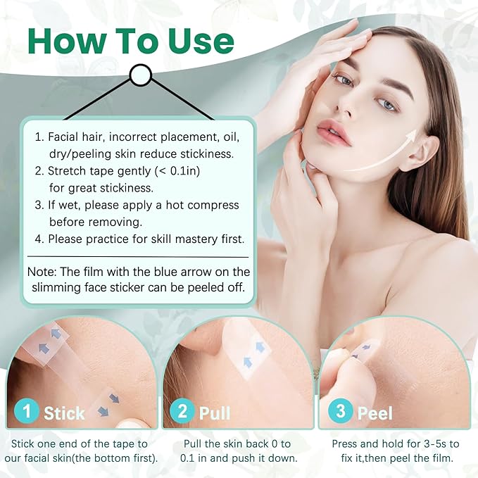 Face Neck Tape Lifting Invisible,Face Lift Tape, Instant Facelift Tape,Makeup V-Edge Face Patches,Necks Less Strip for Women Turkey Neck,Jowl,Eye,Loose Skin,Wrinkle,Double Chin (1 Count (Pack of 256))