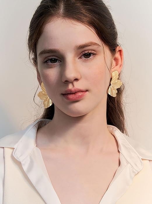 CLASSYZINT Gold/White/Red/Black Flower Stud Earrings For Women