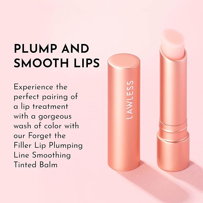LAWLESS Forget the Filler Lip Plumping Line Smoothing Tinted Balm - Pink Marshmallow - Premium Tinted Lip Balm with Natural Ingredients to Plump and Smooth Lips for a Firmer, Fuller Look - 0.09 oz