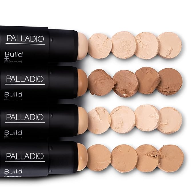 Palladio BUILD + BLEND Foundation Stick, Contour Stick for Face, Professional Makeup for Perfect Look, 0.25 Ounce (Porcelain)