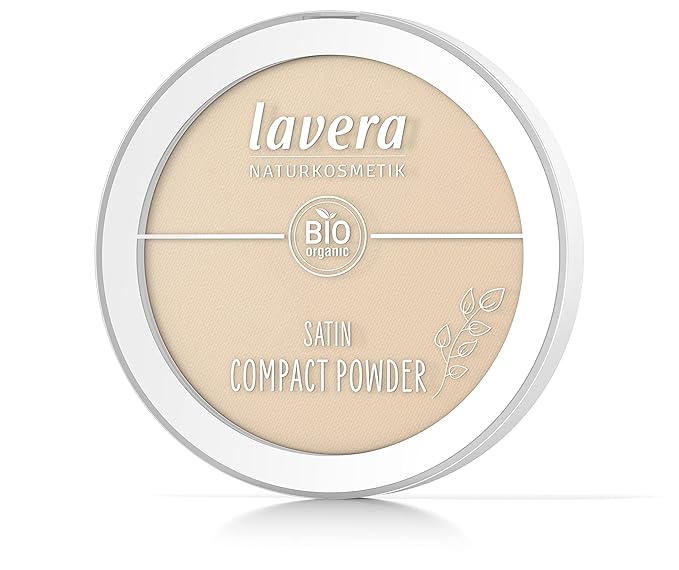 lavera Satin Compact Powder -Medium 02- nude - Almond Oil & Rice Powder - Vegan - Mattifying - Long-Lasting - Velvety Texture 0.32 Fl Oz