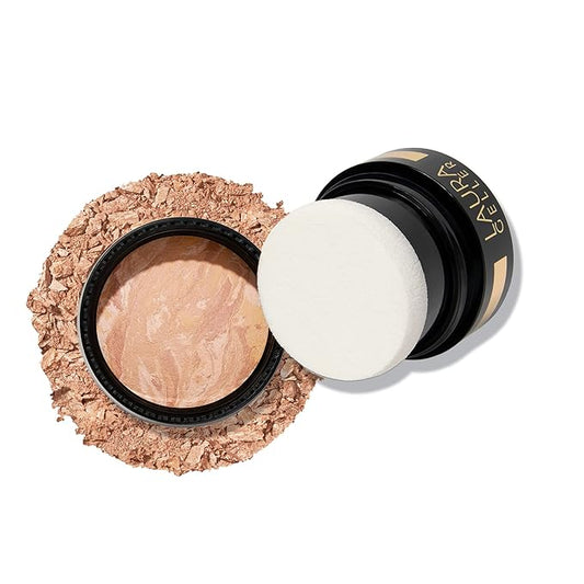 LAURA GELLER NEW YORK Award-Winning Baked Balance-n-Brighten To Go Travel Size Color Correcting Powder Foundation - Light - Buildable Light to Medium Coverage - Demi-Matte Natural