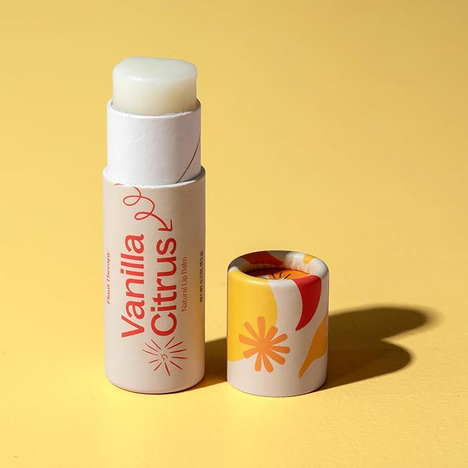 Plant Therapy Vanilla Citrus Natural Lip Balm 0.3 oz (8.5 g) Simple, Natural Ingredients & Packaged in Eco-Friendly Recyclable Cardboard