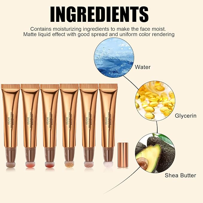 Contour Beauty Wand, Liquid Face Concealer Contouring Highlighter Blusher Stick with Cushion Applicator, Long Lasting Smooth Natural Matte Finish, Lightweight Blendable Super Silky Cream Contour Stick