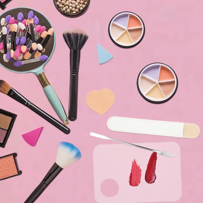 2 Pcs Acrylic Cosmetic Makeup Palette with 2 Pcs Makeup Spatula,Foundation Palette,Makeup Mixing Palette for Foundation Eye Shadow Lipsticks Nail Art