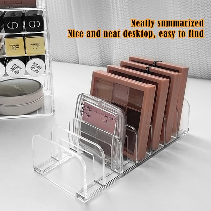 Makeup Palette Organizer,Acrylic Eyeshadow Palette Pallet Holder,7 Sectons BPA-Free Divided Make Up Blush,Contour Storage Holder Cosmetic Eye Shadow Display Stand Clear Rack Vanity Holder（2 Pack）