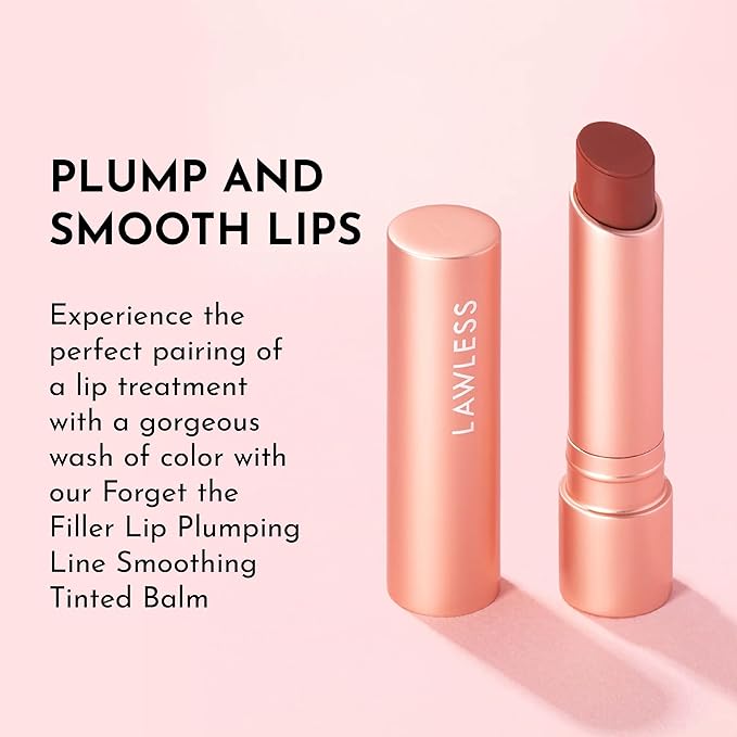 Lawless Forget the Filler Lip Plumping Line Smoothing Tinted Balm - Sugarplum - Premium Tinted Lip Balm with Natural Ingredients to Plump and Smooth Lips for a Firmer, Fuller Look - 0.09 oz