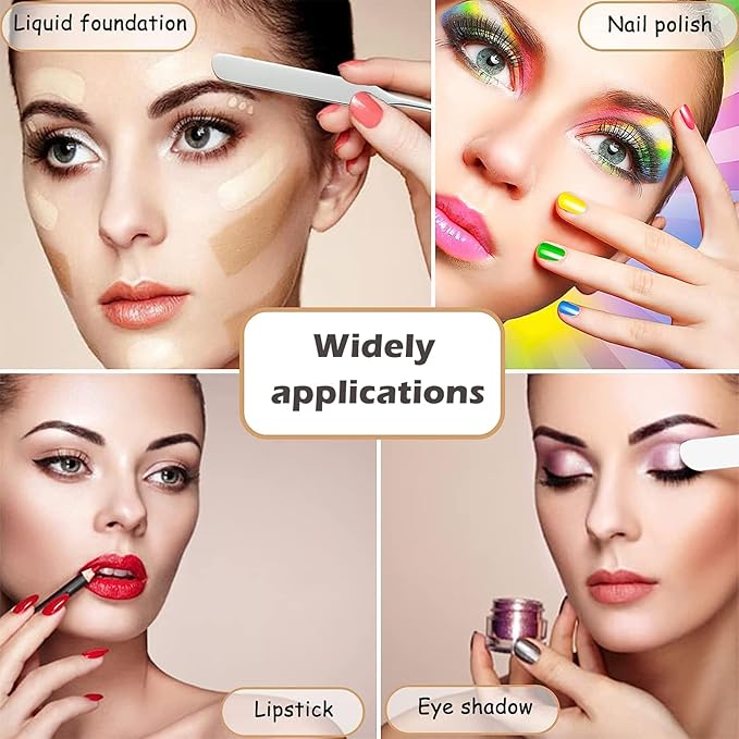 Picasso Makeup Spatula and Palette Set, Korean Makeup Spatula with Leather Cover, Stainless Steel Makeup Palette with Scraper Tool, Metal Foundation Palette for Cosmetic Pigment Blending（SS）