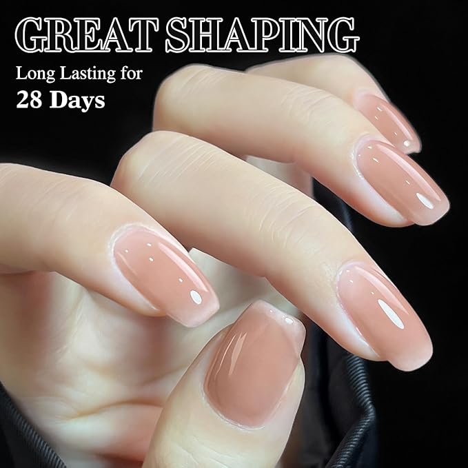 Double Rhythm 0.52Oz Nail Strengthener Rubber Gel Polish Builder in a Bottle for Nail Thickening Extension Hard Structure Glue (Extension Light Nude)