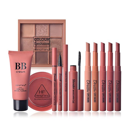 ICE LOVE All in One Makeup Kit, 11-Piece Women Complete Makeup Kit, a Must-Have Gift Set for Beginners or Professional Makeup Sets Beginners. (A)